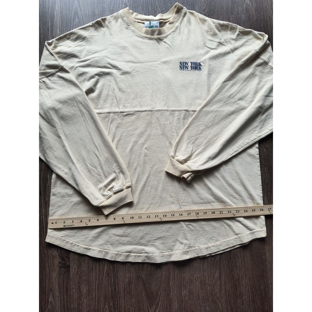 New York New York Hotel & Casino Cotton Long Sleeve Graphic T-Shirt Beige XL